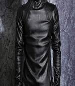 Mens black lambskin leather jacket-body fit slim chain style