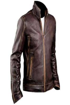 men's dark brown lambskin leather biker jacket classic moto zip 2
