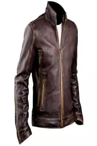 men's dark brown lambskin leather biker jacket classic moto zip