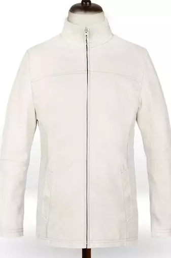 Men'soff white classic  motorcycle leather jacket. action white. zip-out liner,