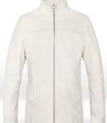 Men'soff white classic  motorcycle leather jacket. action white. zip-out liner,