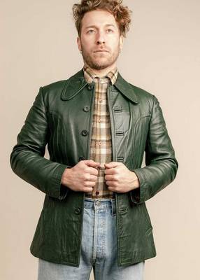men's olive green lambskin leather jacket classic zip up style modern 1