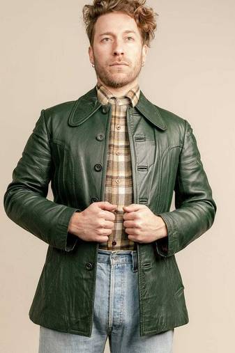 men's olive green lambskin leather jacket classic zip up style modern
