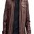 Men's brown genuine lambskin leather jacket motorcycle biker button style