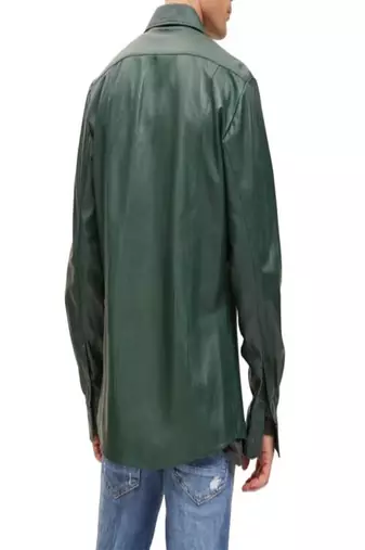 men's olive green lambskin leather biker jacket classic moto zip