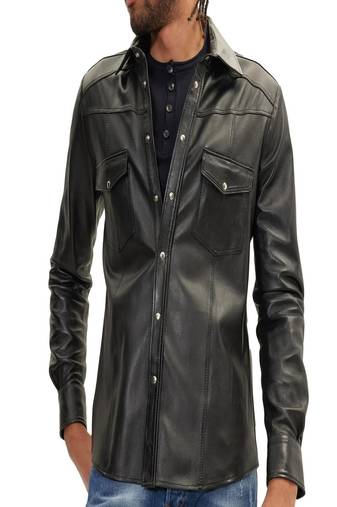 men's black lambskin leather jacket classic button front style premium