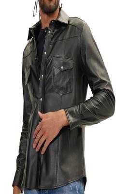 men's black lambskin leather jacket classic button front style premium 2