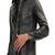 Men’s black lambskin leather jacket snap-button front style