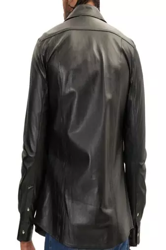 men's black lambskin leather jacket classic button front style premium