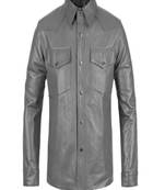 Men’s gray  lambskin leather jacket 2 pocket front style