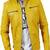 Men’s simple yellow  lambskin leather jacket straight  zip & café racer biker  style