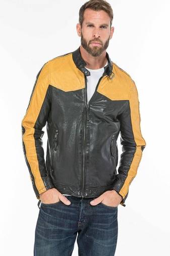 men's black lambskin leather jacket classic zip up style exclusive signature
