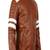 Men’s simple brown & white strip shoulder lambskin leather jacket straight  zip & café racer biker  style