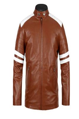 men's white lambskin leather biker jacket classic moto zip style luxury 3