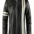 Men’s simple black  & straight white 2 strip lambskin leather jacket straight  zip & café racer biker  style