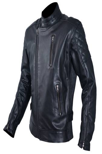 men's black lambskin leather biker jacket quilted shoulder detailing premium