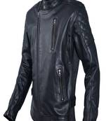 men's black lambskin leather biker jacket quilted shoulder detailing premium