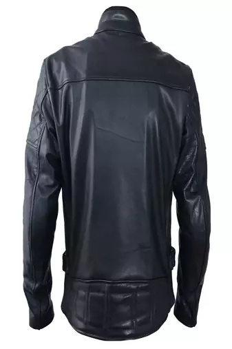 men's black lambskin leather biker jacket quilted shoulder detailing premium