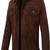 Men’s brown suede genuine lambskin leather jacket button pocket waist belt style
