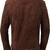 Men’s brown suede genuine lambskin leather jacket button pocket waist belt style