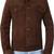 Men’s brown suede genuine lambskin leather jacket button pocket waist belt style