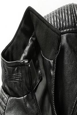 men's black lambskin leather biker jacket quilted shoulder detailing exclusive 3