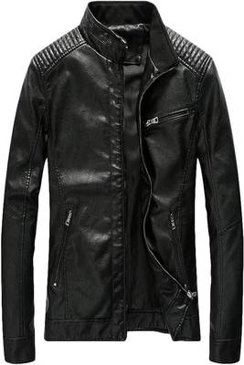 men's black lambskin leather biker jacket quilted shoulder detailing exclusive 1