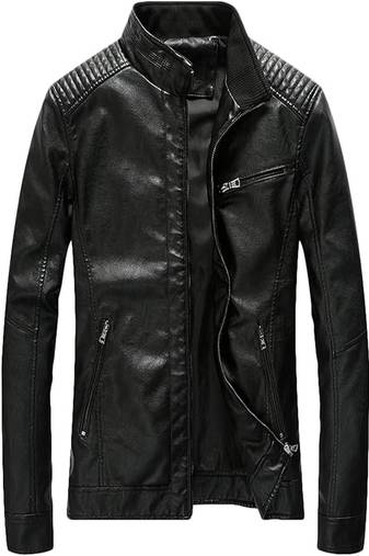 men's black lambskin leather biker jacket quilted shoulder detailing exclusive