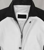 Men’s white & black lambskin leather jacket  simple motorcycle biker  style