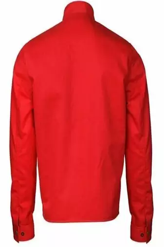Men’s red 2 white strip genuine lambskin leather jacket straight zip  style