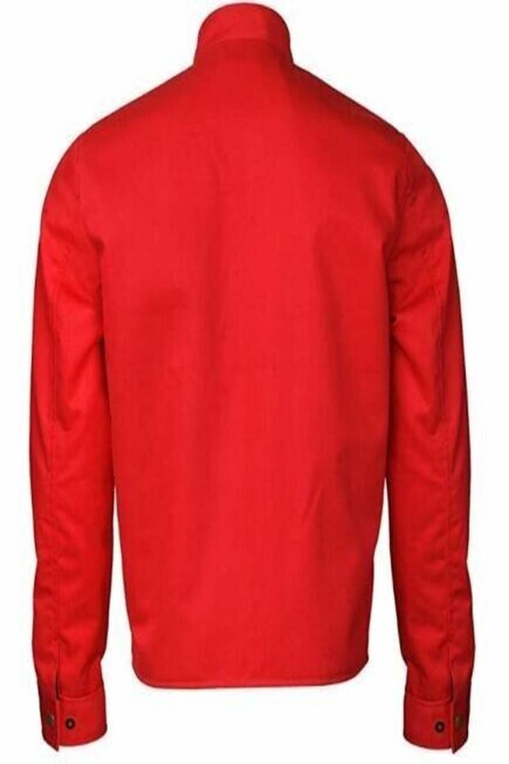 Men’s red 2 white strip genuine lambskin leather jacket straight zip  style