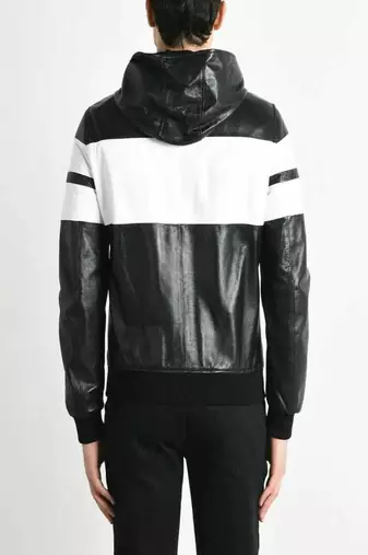 men's black and white lambskin leather biker jacket classic moto exclusive