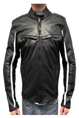 men's white lambskin leather biker jacket classic moto zip style select 1