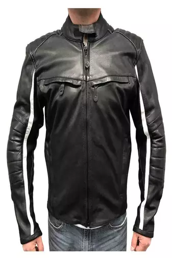 men's white lambskin leather biker jacket classic moto zip style select
