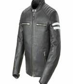 men's black  lightweight lambskin leather jacket biker zip quilted style