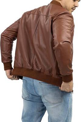 men's brown lambskin leather jacket classic zip up style deluxe 3