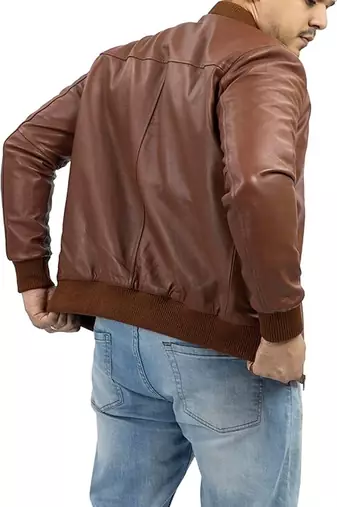 men's brown lambskin leather jacket classic zip up style deluxe
