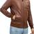 men's brown lightweight lambskin leather jacket-ribbed cuff style