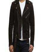 men's black genuine lambskin leather jacket biker multiple zip & button style