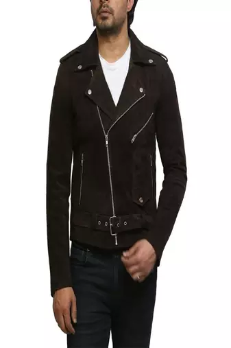 men's black lambskin leather biker jacket classic moto zip style exclusive signature