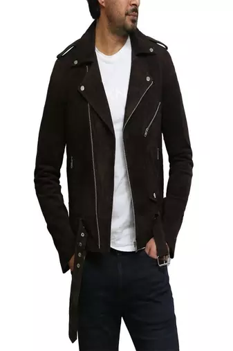 men's black lambskin leather biker jacket classic moto zip style exclusive signature