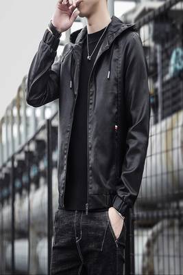 men's black lambskin leather bomber jacket ribbed cuffs and waist modern 1