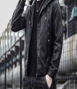men's black lambskin leather bomber jacket ribbed cuffs and waist modern