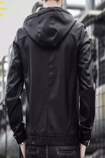 men's black lambskin leather bomber jacket ribbed cuffs and waist modern