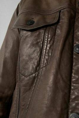 men's coffee brown lambskin leather biker jacket adjustable belted waist 2
