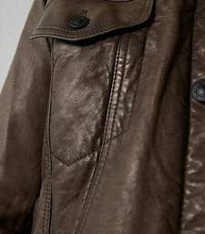 men's coffee brown genuine lambskin leather jacket waist belt biker style