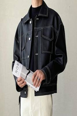 men's black lambskin leather trucker jacket rugged trucker style exclusive 2