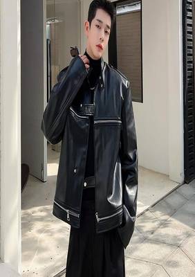 men's black lambskin leather biker jacket classic moto zip style exclusive unique 3