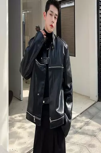 men's black lambskin leather biker jacket classic moto zip style exclusive unique