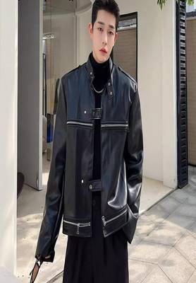 men's black lambskin leather biker jacket classic moto zip style exclusive unique 4